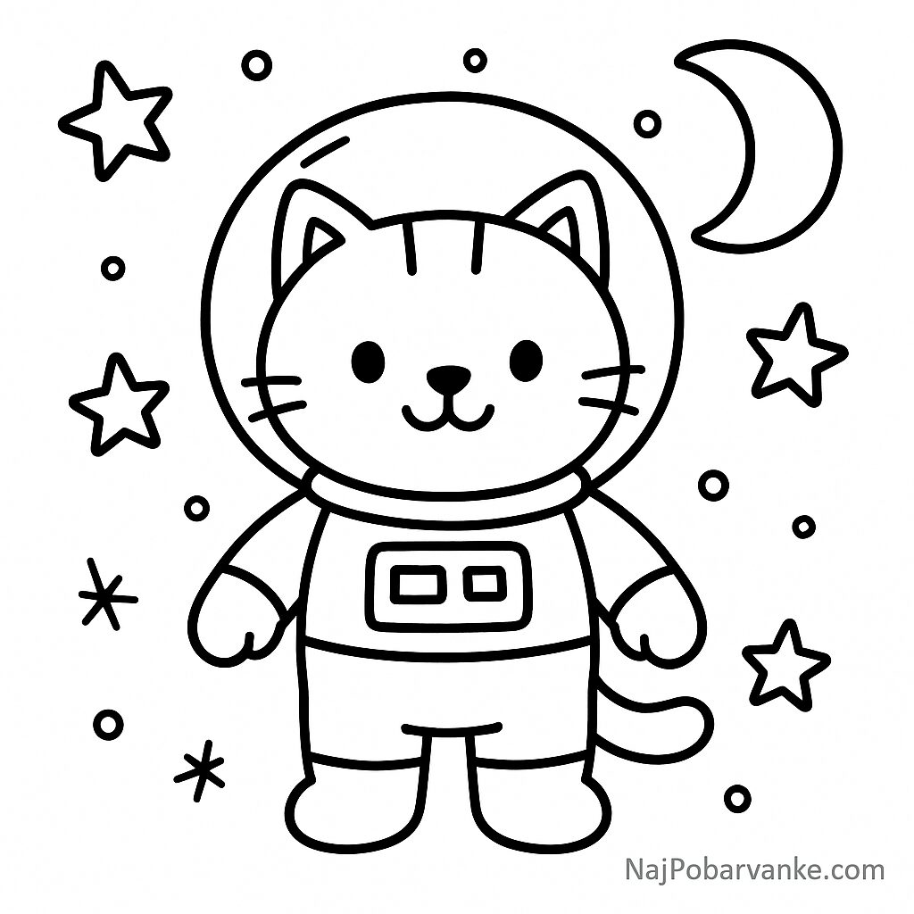Pobarvanka  Maček astronavt