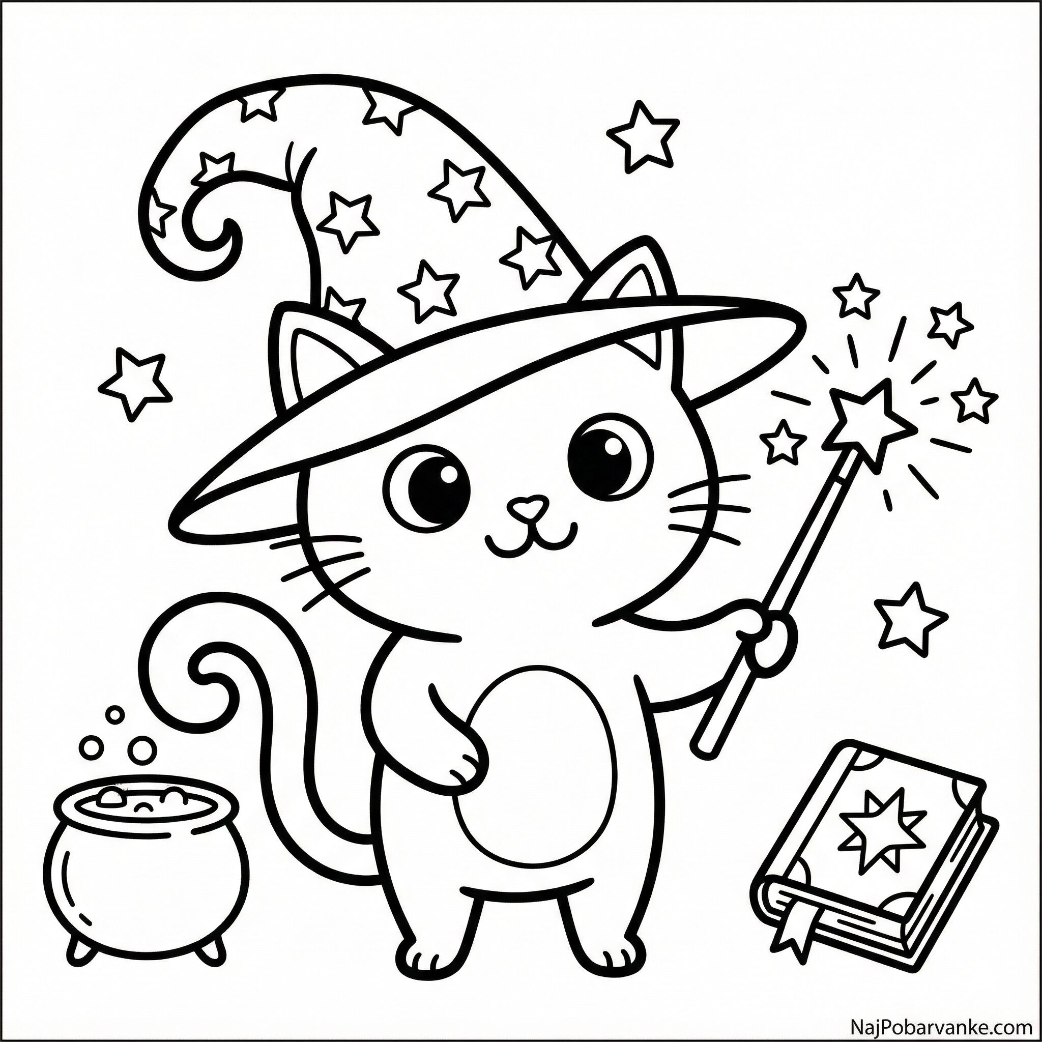 Pobarvanka Maček čarovnik