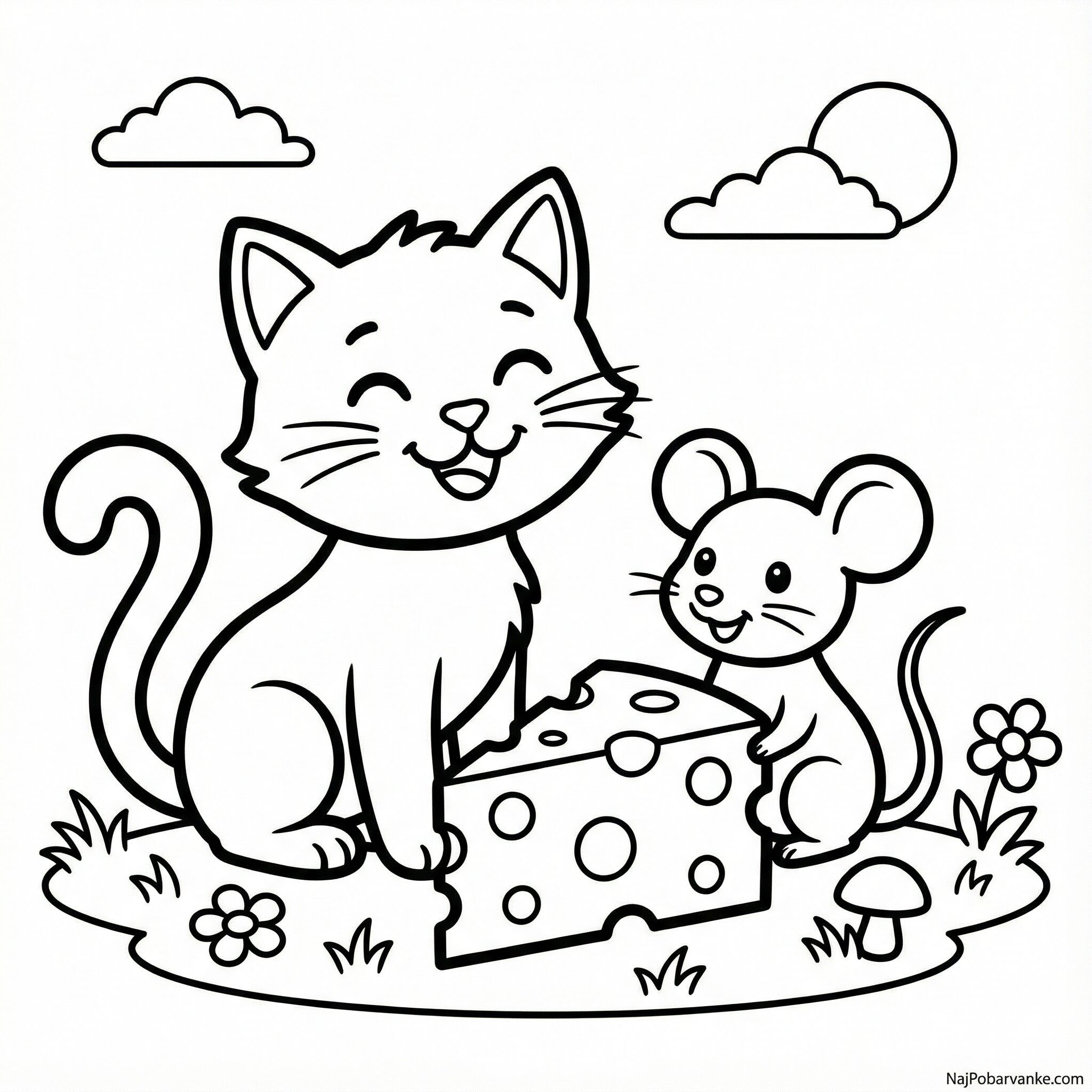 Pobarvanka Maček in miš