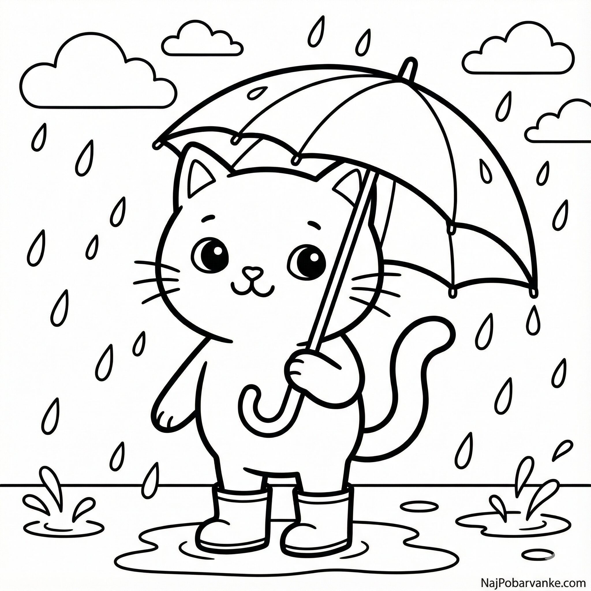 Pobarvanka Maček v dežju