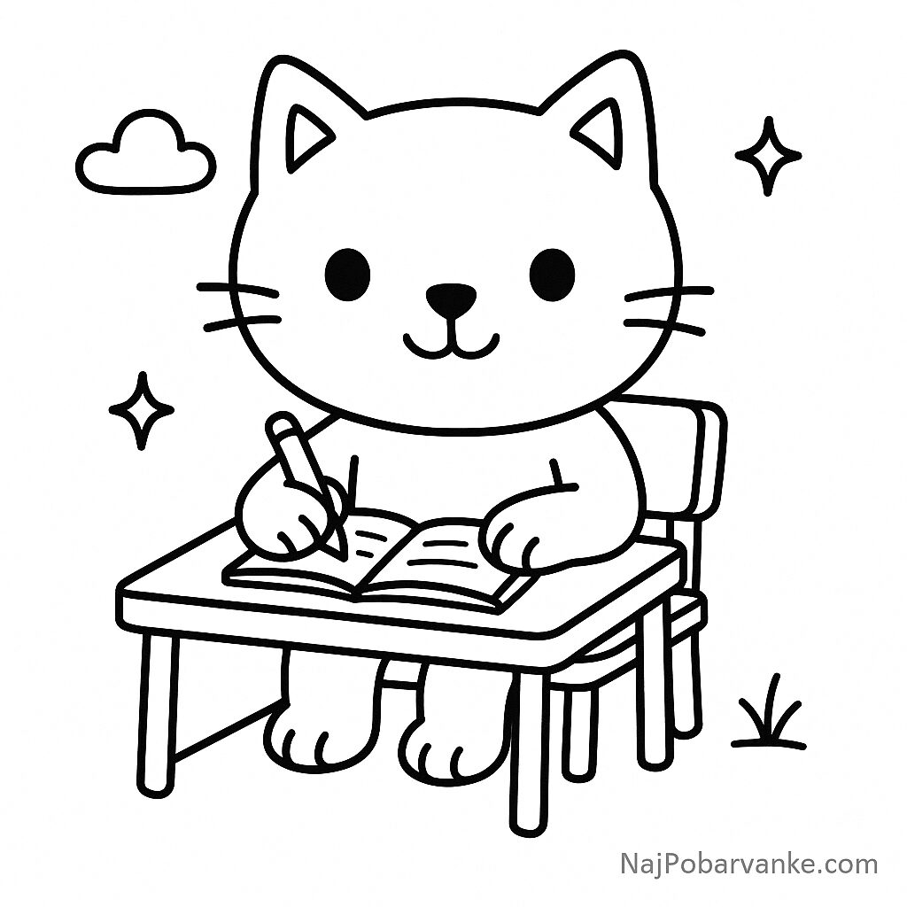 Pobarvanka Maček v šoli