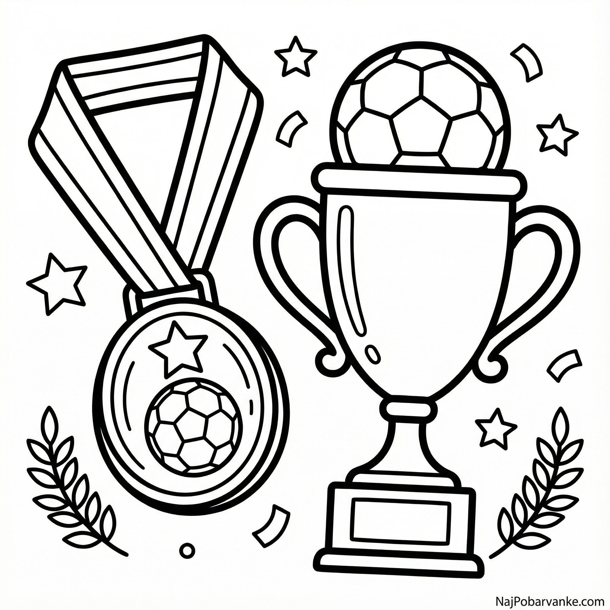 Pobarvanka Nogometna medalja in pokal