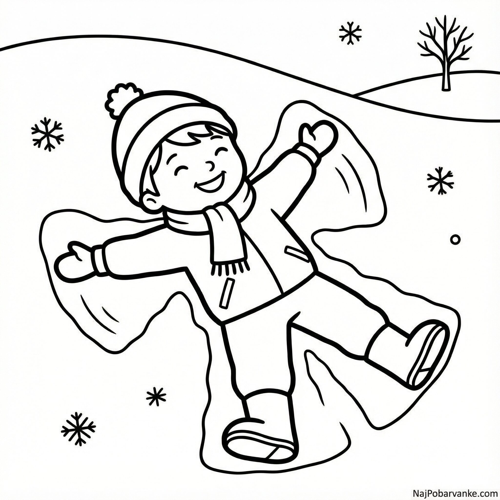 Pobarvanka Otrok dela snežnega angelčka