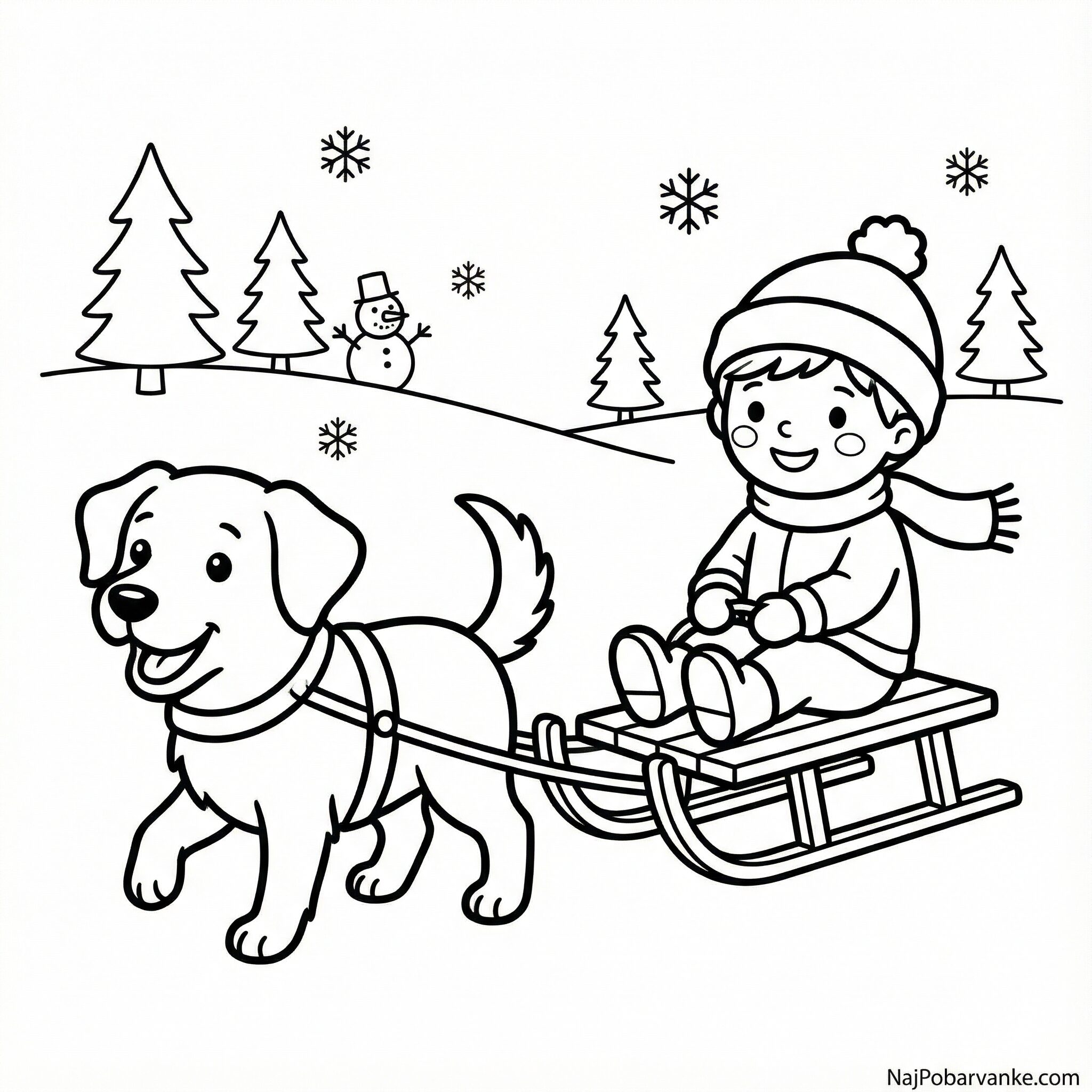 Pobarvanka Kuža vleče sani 