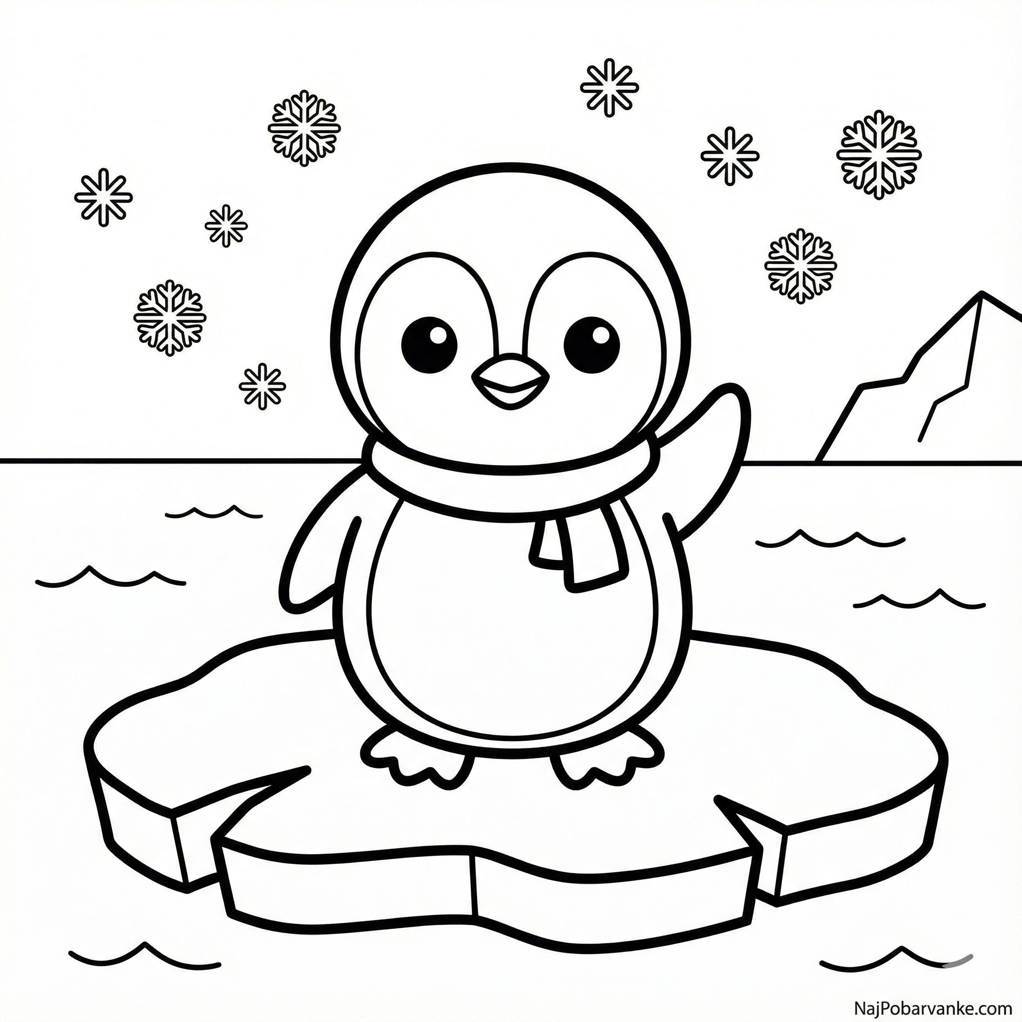 Pobarvanka Pingvin na ledu