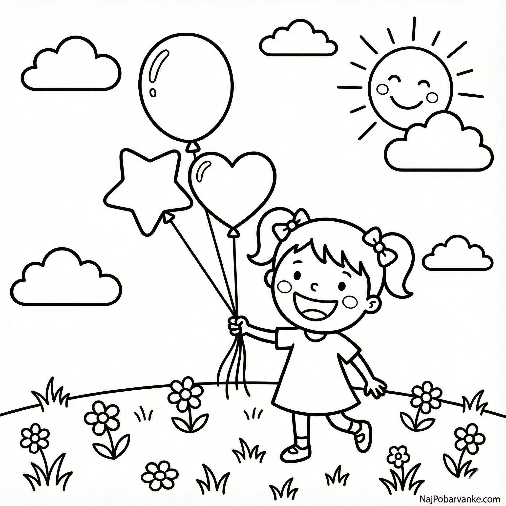 Pobarvanka Punčka z baloni