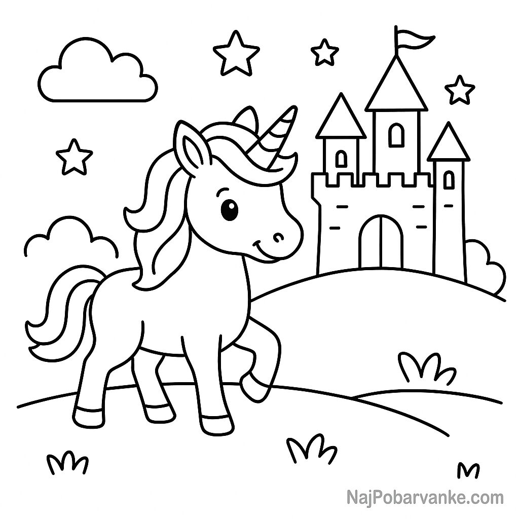 Pobarvanka Samorog in pravljični grad