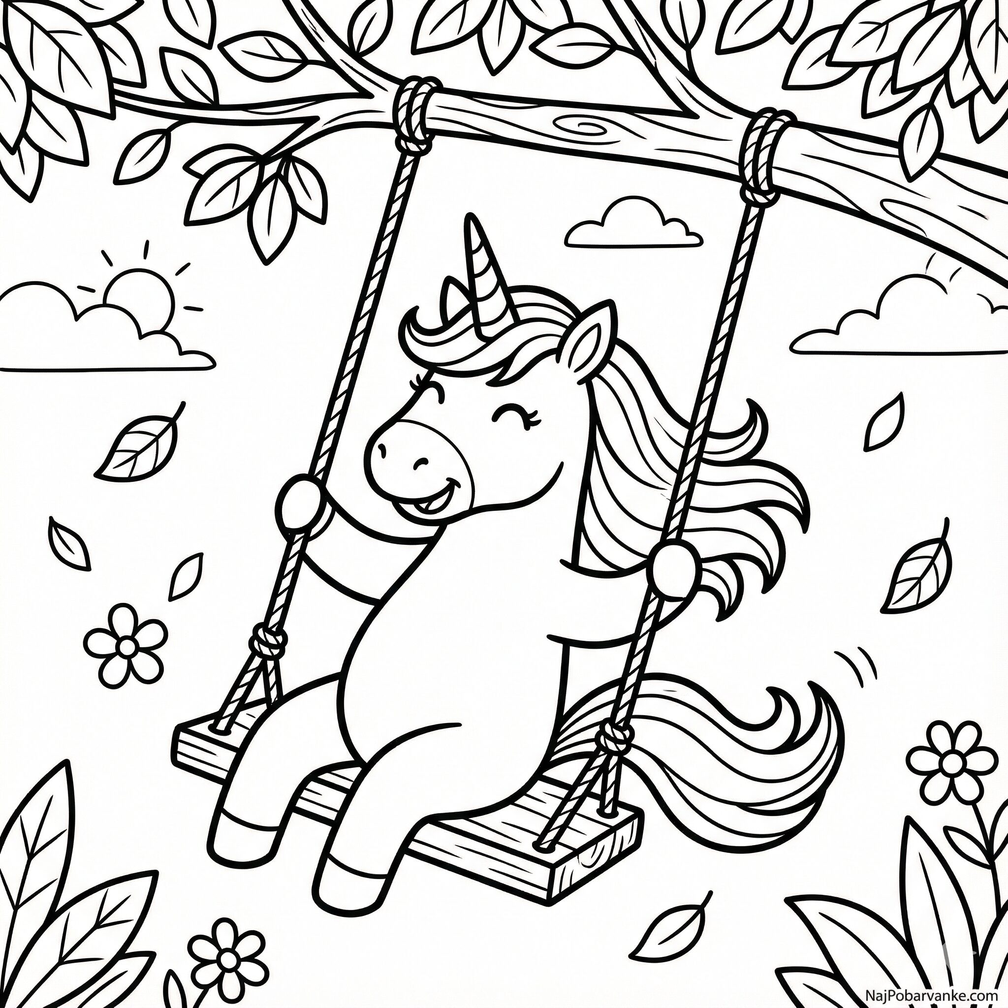 Pobarvanka Samorog na gugalnici