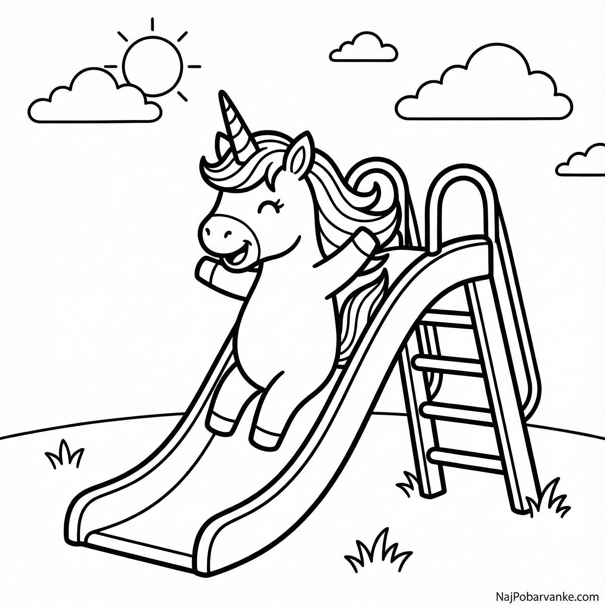 Pobarvanka Samorog na toboganu<