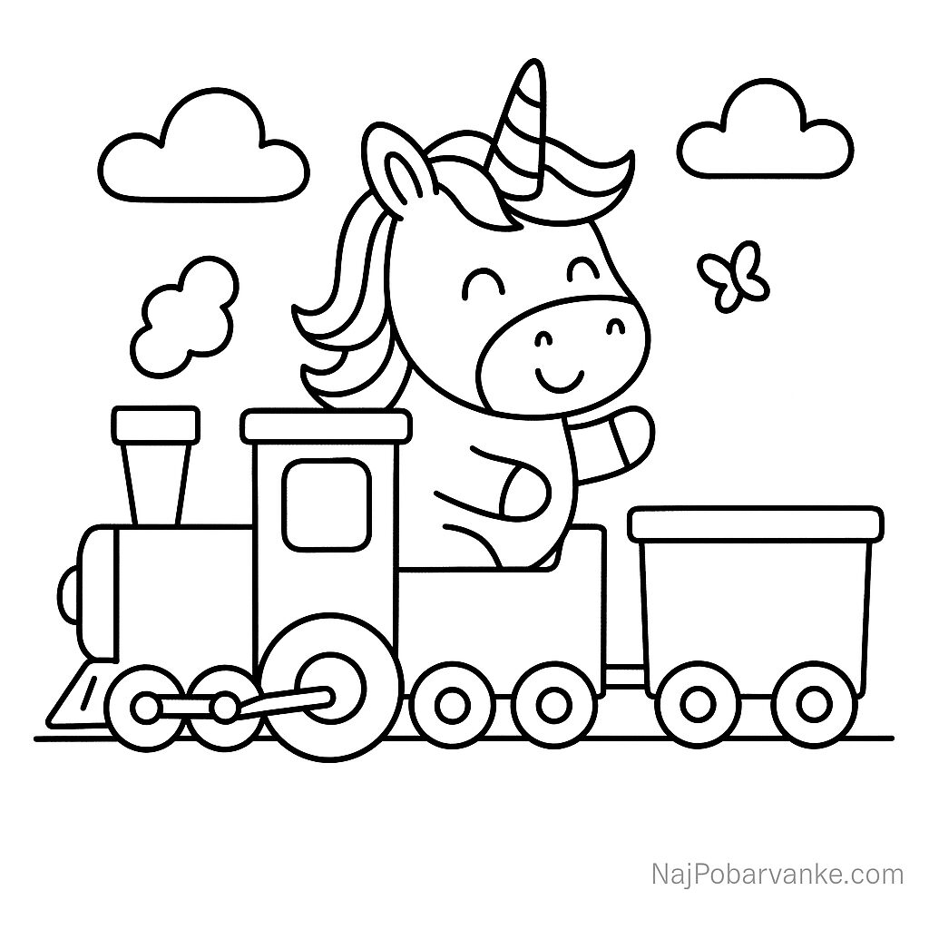 Pobarvanka Samorog na vlakcu