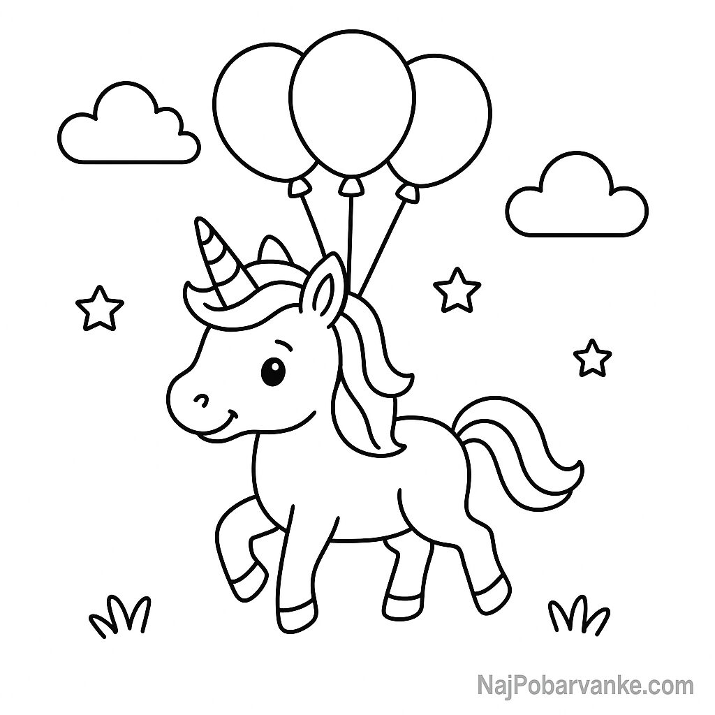 Pobarvanka Samorog z baloni