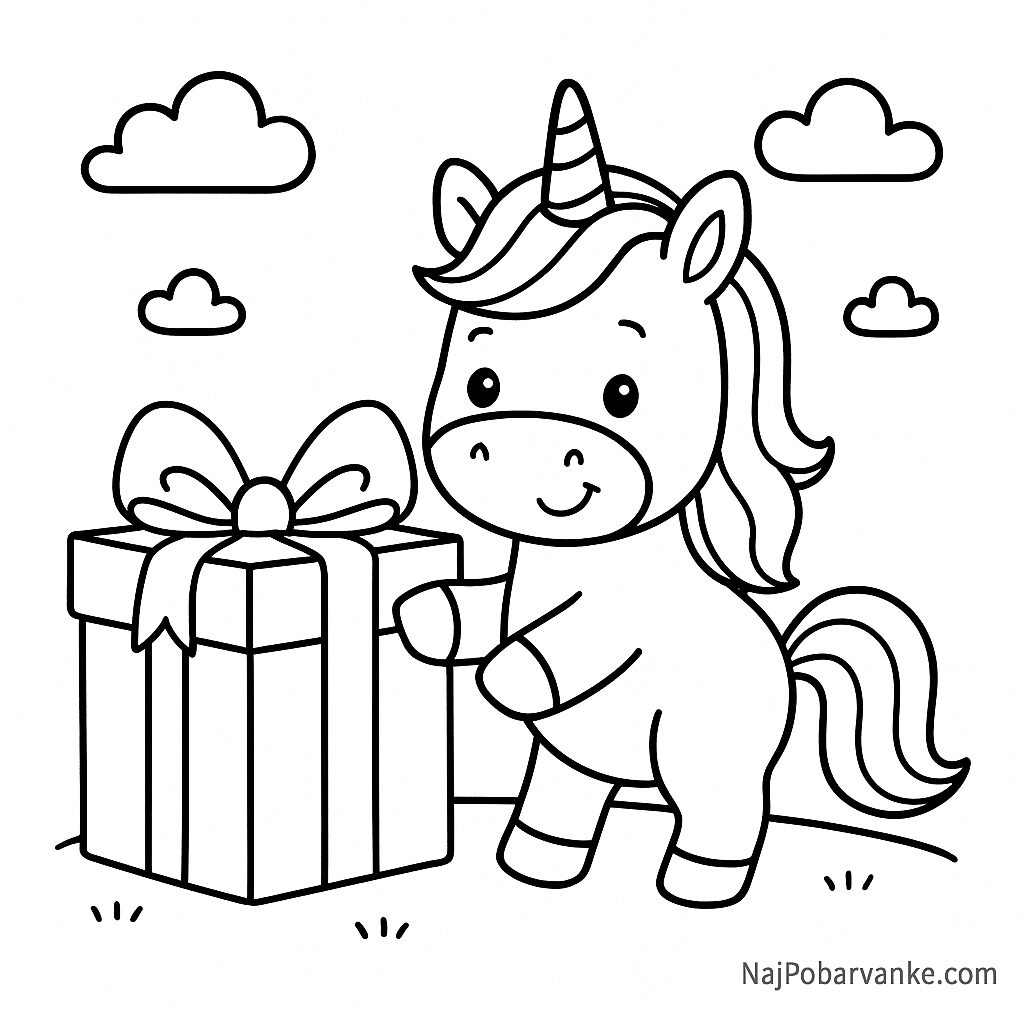 Pobarvanka Samorog z darilom