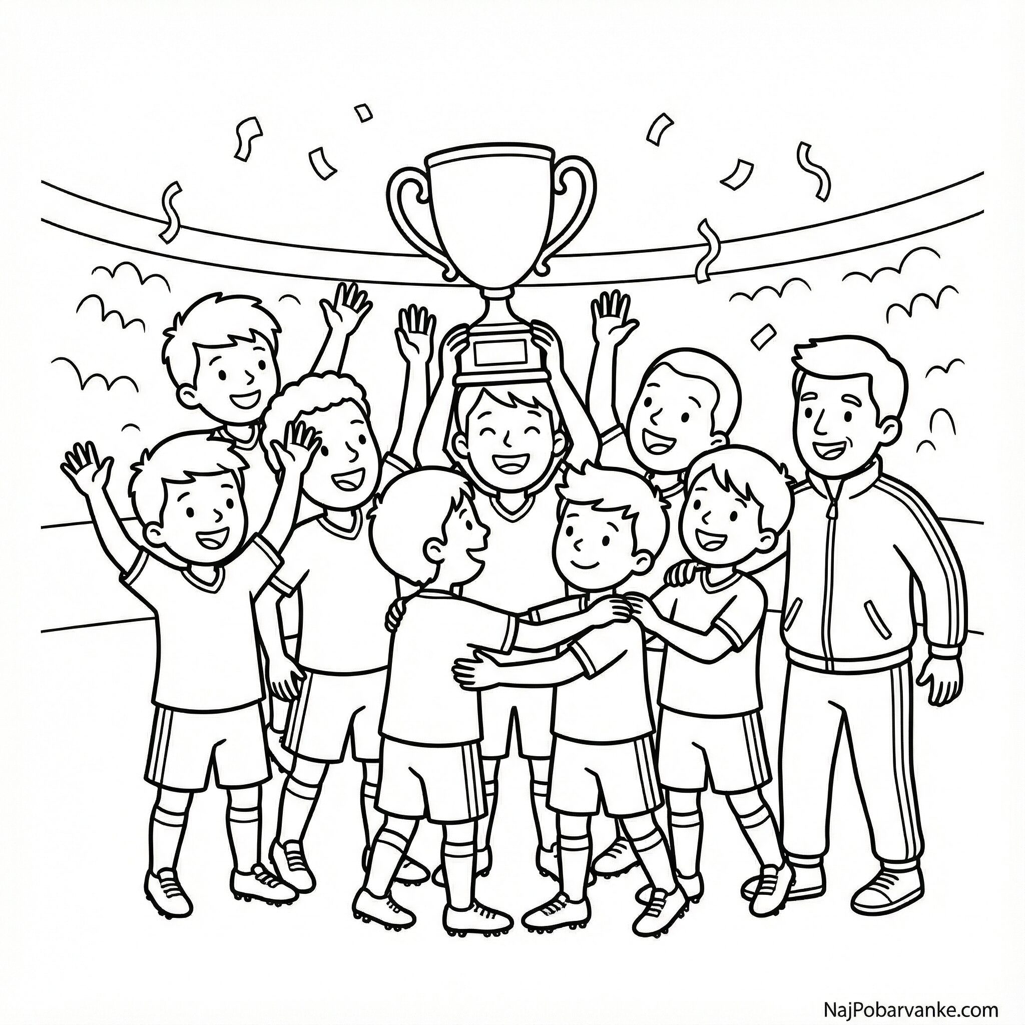 Pobarvanka Slavljenje z ekipo in trenerjem