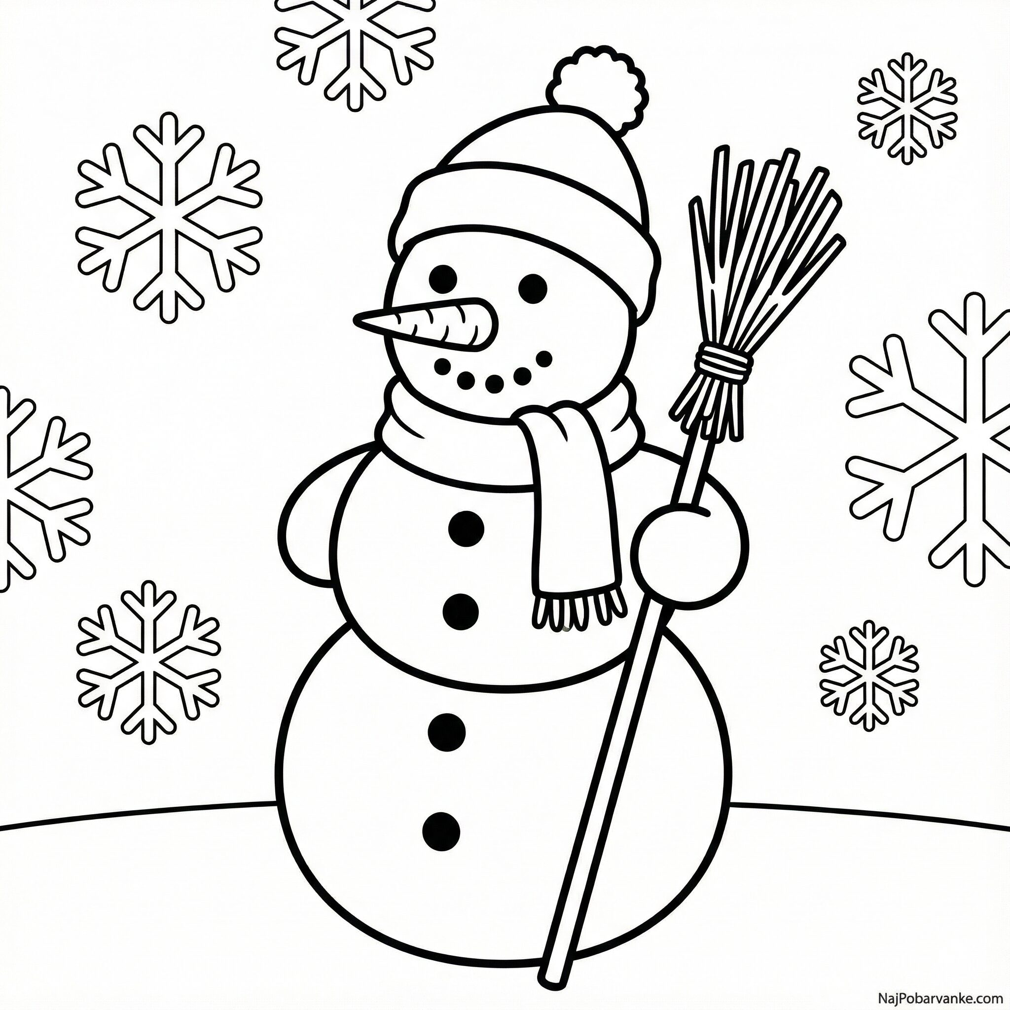 Pobarvanka Snežak s šalom in kapo