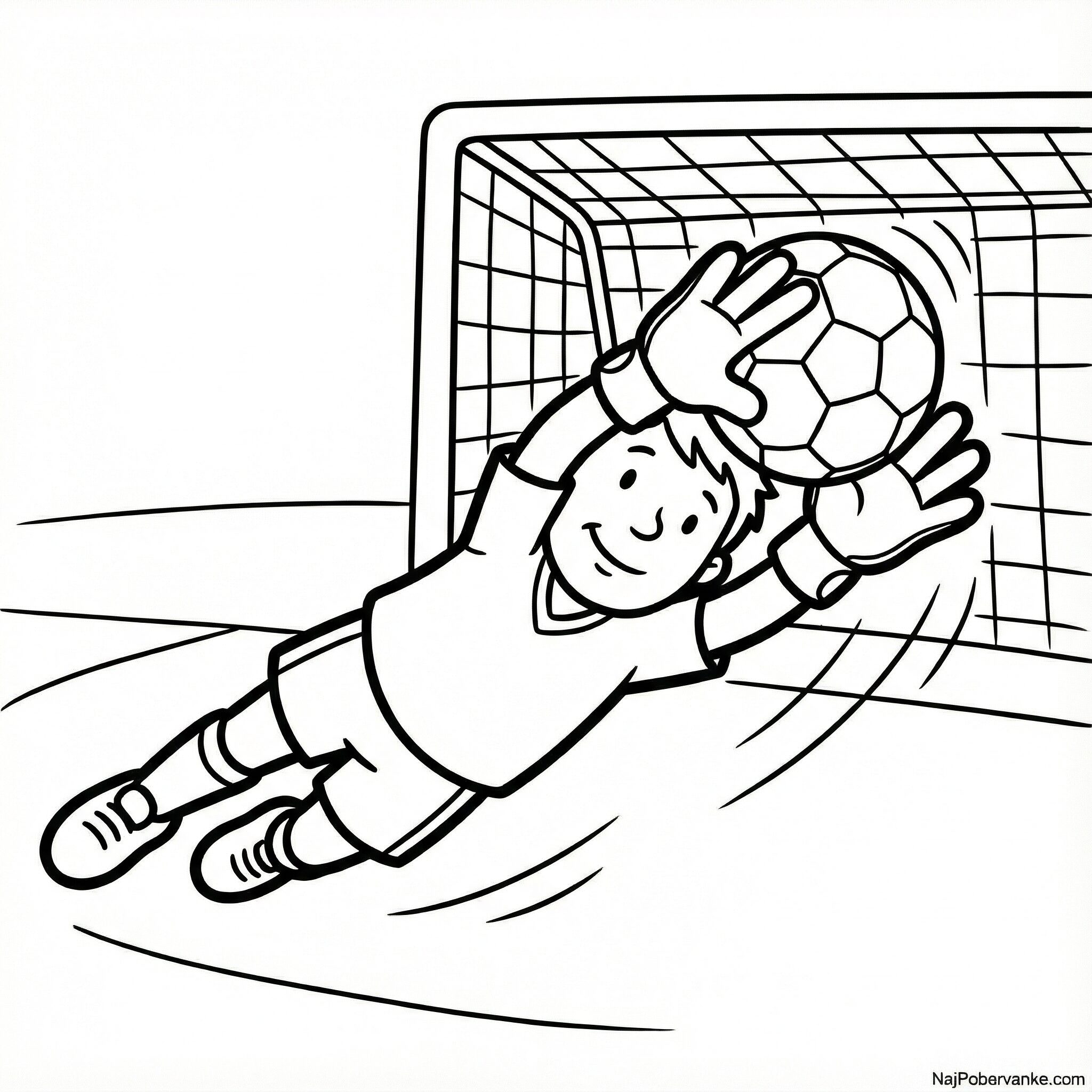 Pobarvanka Vratar lovi žogo
