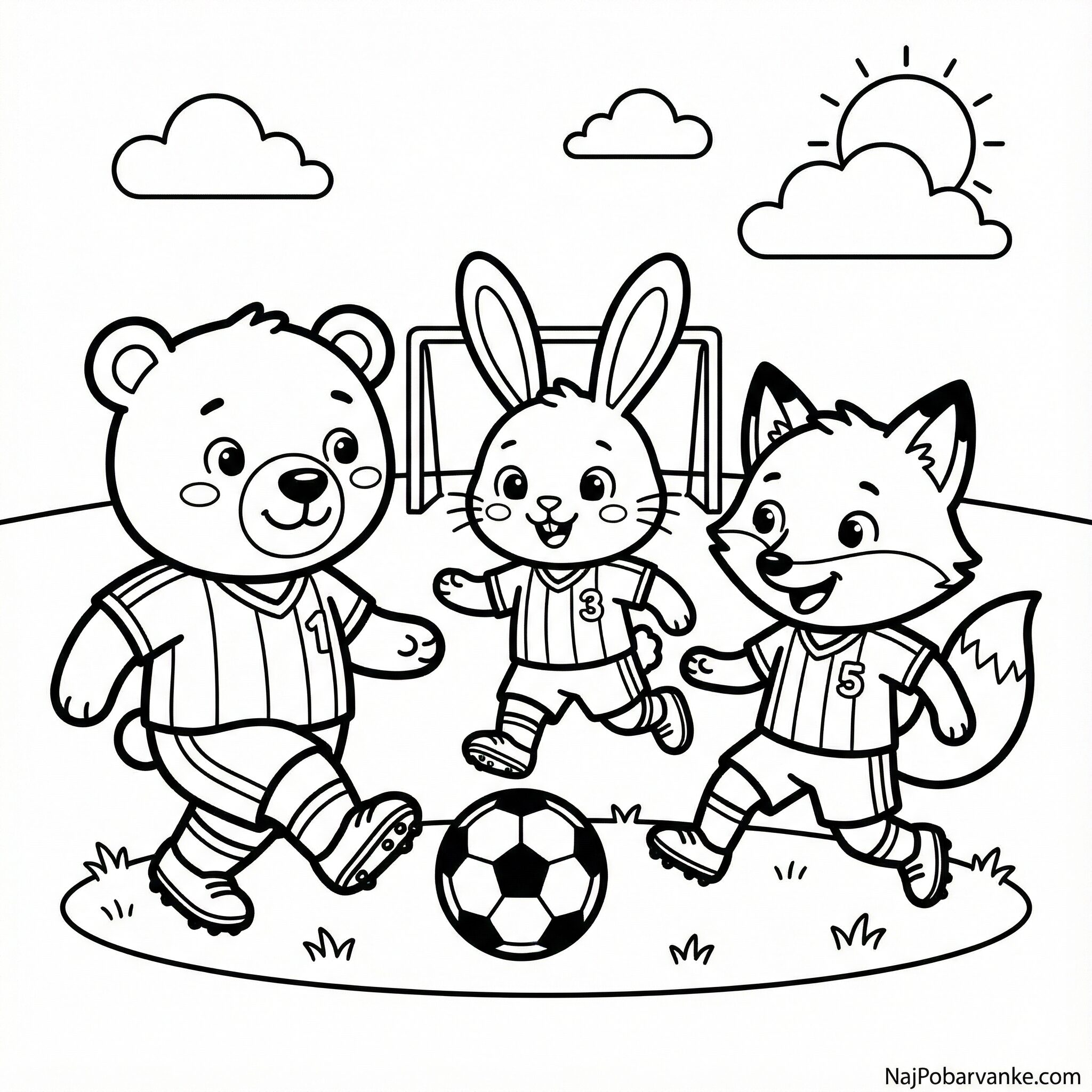 Pobarvanka Živali kot nogometaši